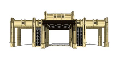 欧式小区大门SU模型下载